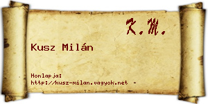 Kusz Milán névjegykártya