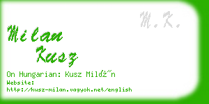 milan kusz business card